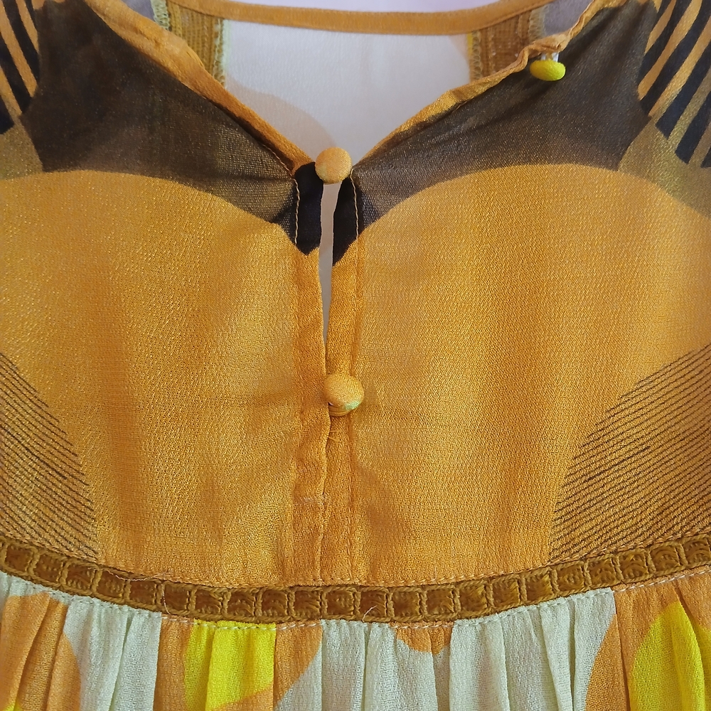 BL^NK LONDON MIRANDA PEASANT BOHO Yellow Patterned Women's Top BLIUSE . - Picture 7 of 15